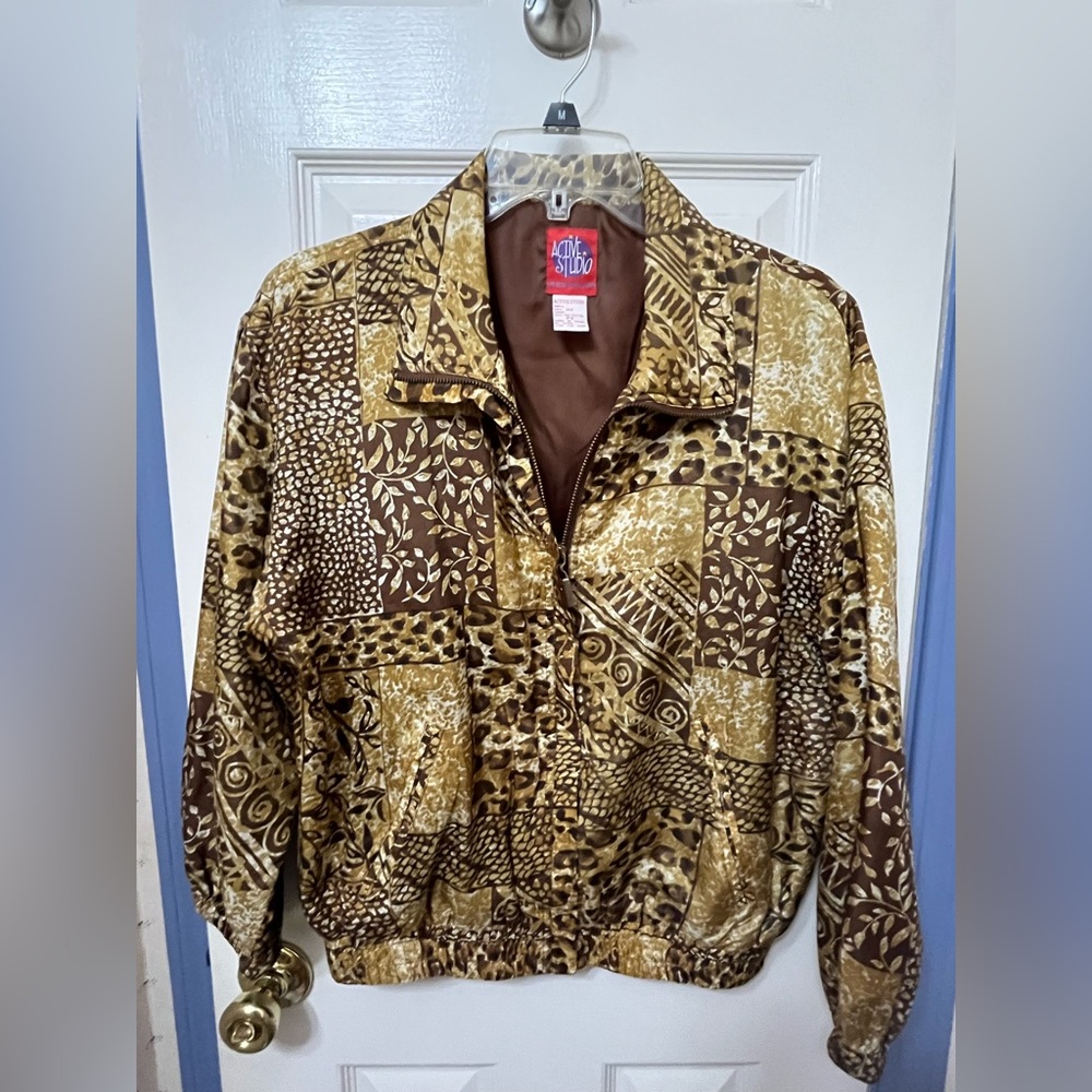 Patchwork Brown *Silk* Jacket, Size Ps - image 1